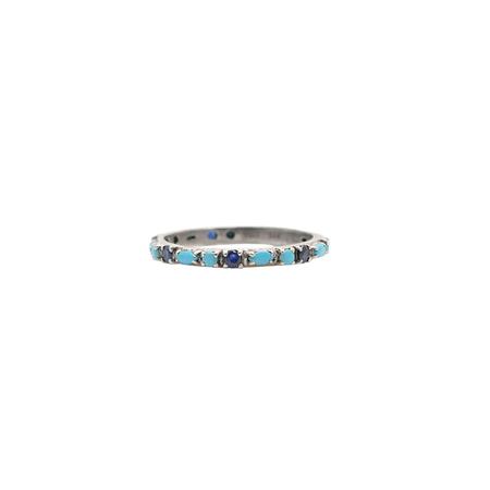 Turquoise and Sapphire Stacker Band Ring