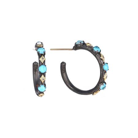 Turquoise Doublet 16mm Hoop Earrings