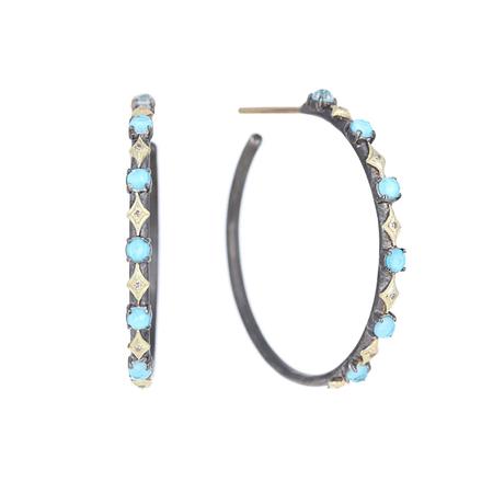 Turquoise Doublet 35mm Hoop Earrings
