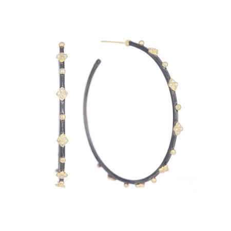 Silver Diamond Crivelli 55mm Hoop Earrings