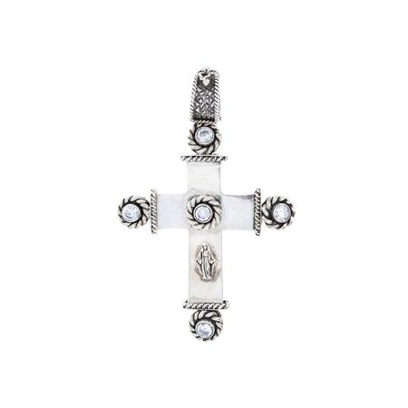 Double Sided Crystal and Pearl Cross Pendant