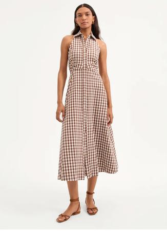 Mackey Gingham Seersucker Halter Dress