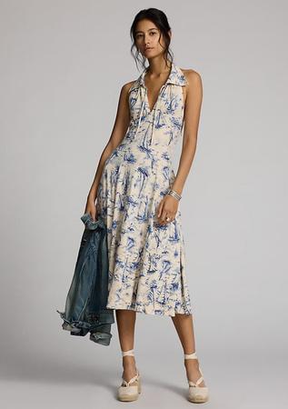 Nautical Linen-Cotton Jersey Dress
