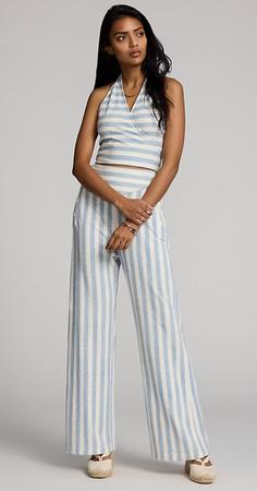 Striped Linen-Cotton Jersey Top