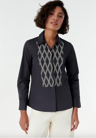 Cassandra Shirt with Greek Rooster Embroidery