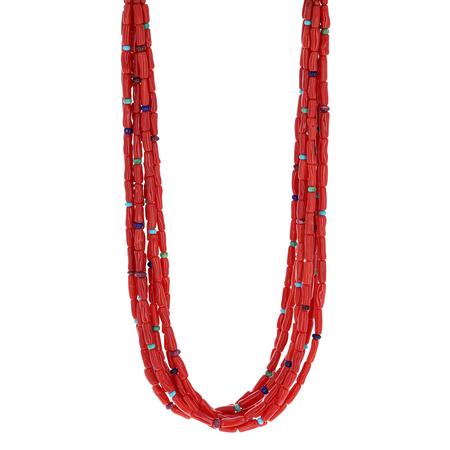 7 Strand Coral Bead Necklace