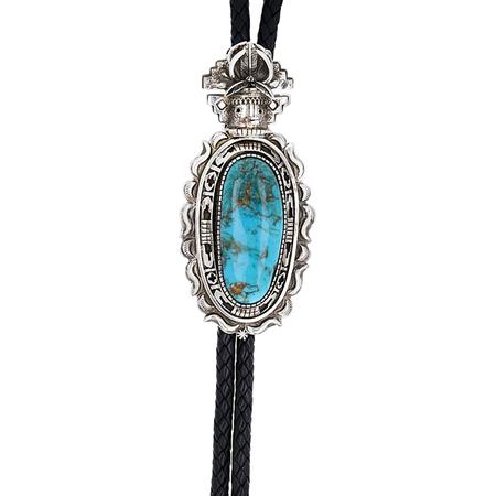 Deer Kachina Blue Gem Turquoise  Bolo Tie