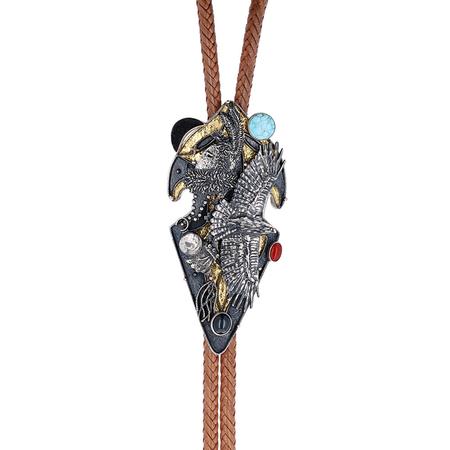 Silver and Gold Eagle Bolo Tie