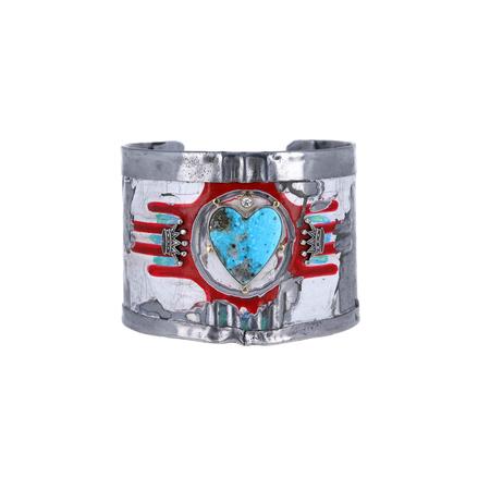 Ithica Peak Turquoise New Mexico Zia License Plate Cuff