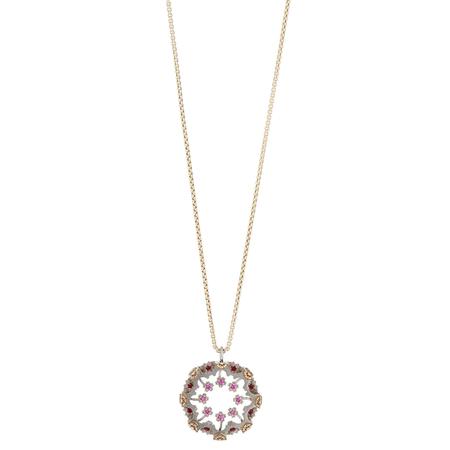 Spring Forward Gemstone Gear Pendant Necklace
