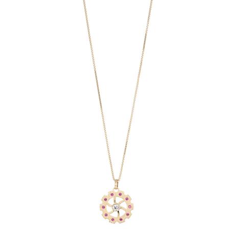 Pink Sapphire and Diamond Pendant Necklace