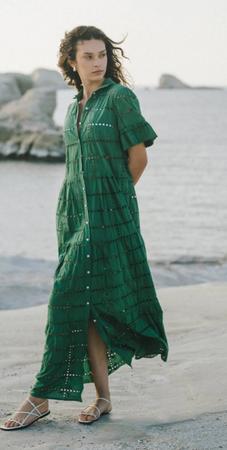 Martine Dress Emerald Eyelet