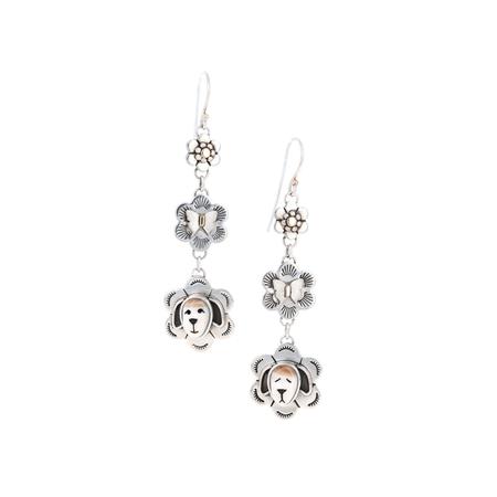 Flower Dog Dangle Earrings 