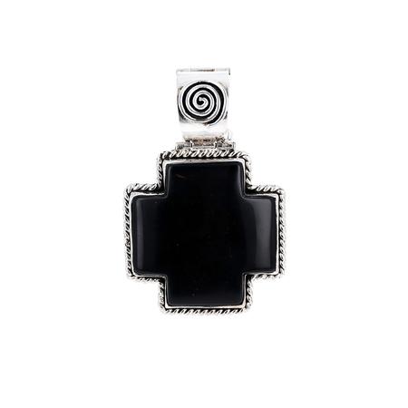 Black Onyx Square Cross Pendant