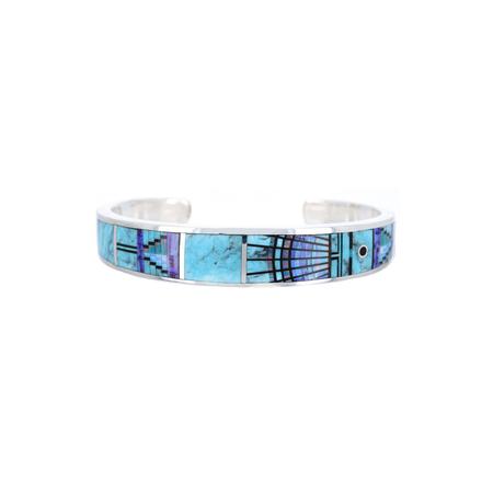 Star Dust Opal and Turquoise Inlay Cuff