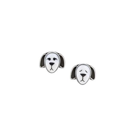 White Dog Post Earrings 