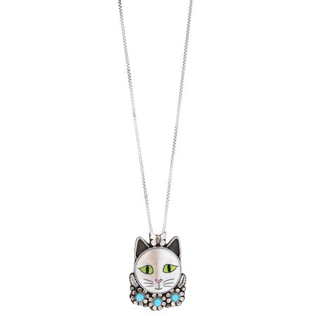 Green-Eyed Cat Pendant Necklace