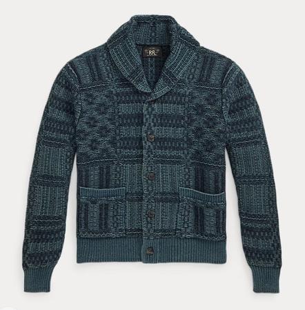 Indigo Jacquard-Knit Cotton Cardigan