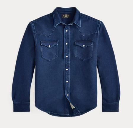 Slim Fit Indigo Chamois Western Shirt