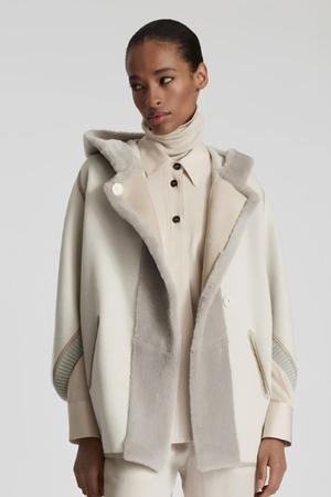 Virgin Wool & Angora Double Coat with Sheepskin