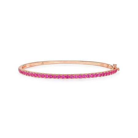 18k Rose Gold Pink Sapphire Bangle 