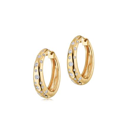 18kt Yellow Gold Diamond Hoop Earrings 