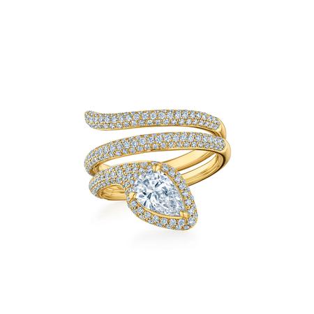 18kt Yellow Gold Diamond Snake Ring