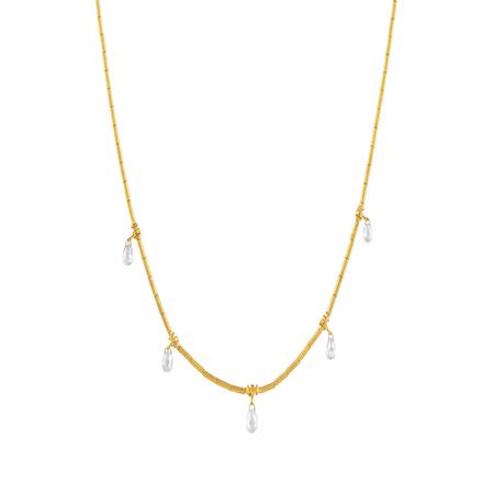 Gold Bead with Briolette Diamonds Necklace