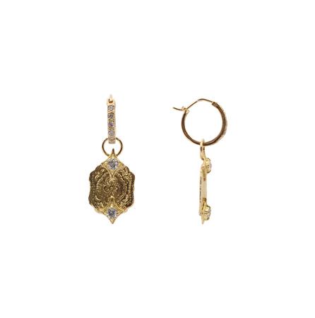 Gold Artifact Huggie Hoop Drop Earring