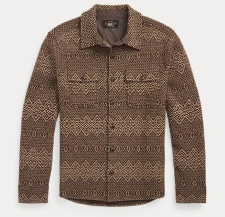 Jacquard-Knit Wool Workshirt Sweater