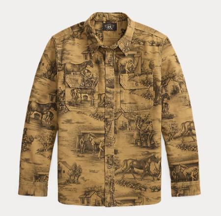 Equestrian-Print Moleskin Workshirt