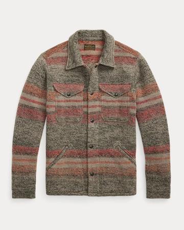 Long-Sleeved Plaid Jacquard Overshirt