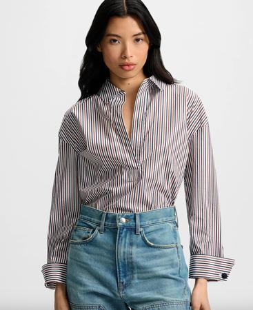 Striped Cuff-Sleeve Shirt
