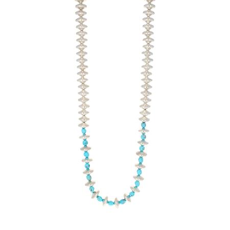 Hammered Saucer and Turquoise Beaded Necklace