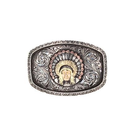 Silver and Gold Red Cheif Wolf Belt Buckle