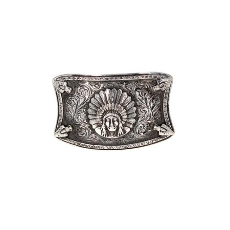 Silver Indian Head with Arrows Belt Buckle