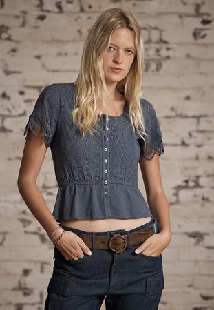 Embroidered Cotton-Linen Jersey Top