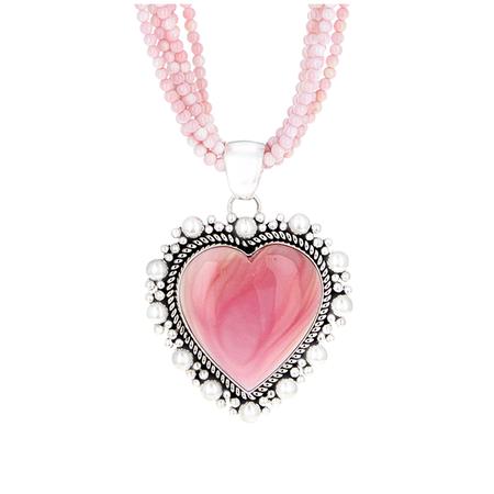 Pink Conch Heart Dot Pendant