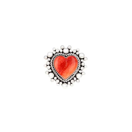 Orange Spiny Oyster Heart Dot Ring