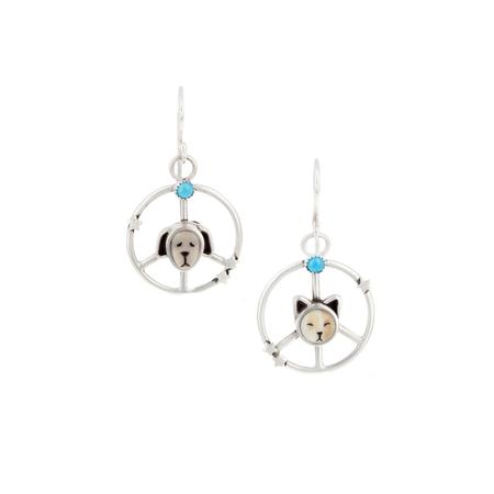 Puppy Kitten Peace Dangle Earrings 
