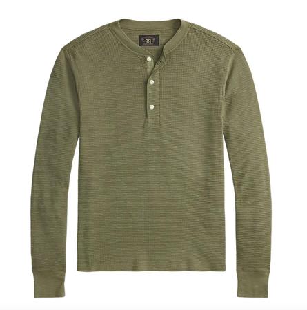 Waffle-Knit Henley Shirt