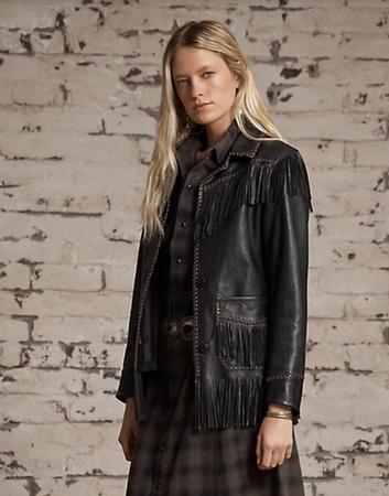 Soft Fringe-Trimmed Leather Jacket