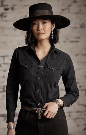 Embroidered Denim Western Shirt