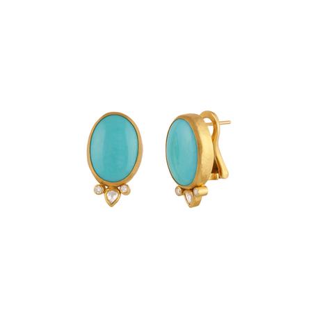 Sleeping Beauty Turquoise Gold Post Earrings 