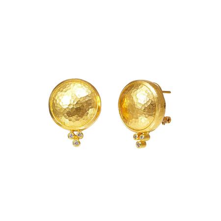 Gold Amulet Diamond Stud Earrings