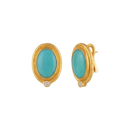 Sleeping Beauty Turquoise Gold Post Earrings