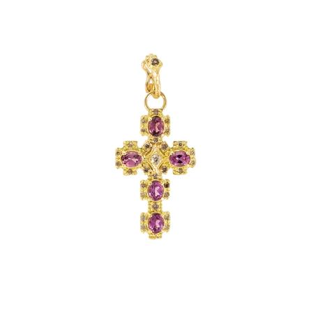 Gold Rhodolite Cross Pendant