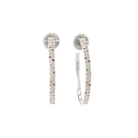 Silver Champagne Diamond Hoop Earrings 
