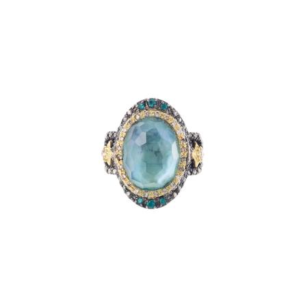  Emerald & Grandidierite Statement Ring