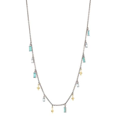 Grandidierite & Moss Aquamarine Crivelli Charm Necklace